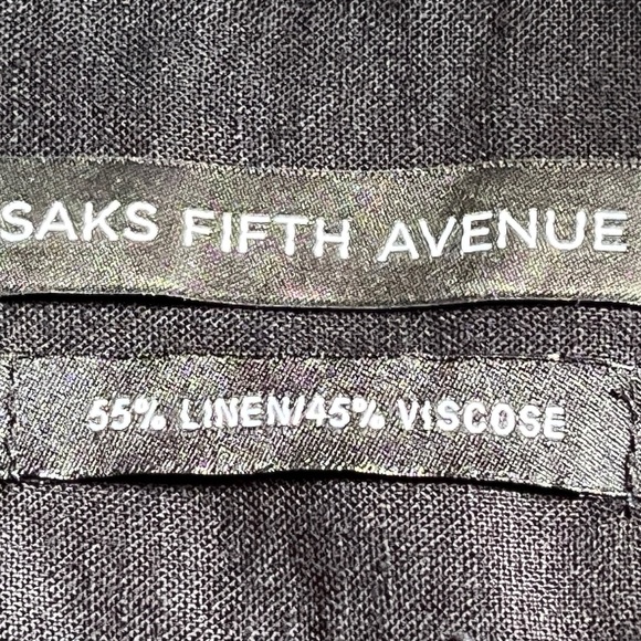 Saks Fifth Avenue (M) linen-blend short-sleeve shirt, in black. Like new. - Picture 3 of 14